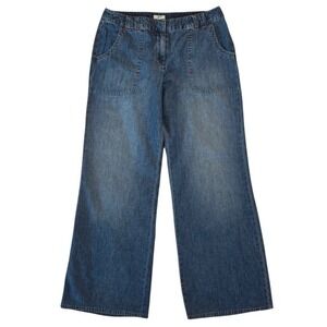 J Jill Women's Size 6 Wide Leg Jeans Blue Denim Cotton Flare Casual Lightweight